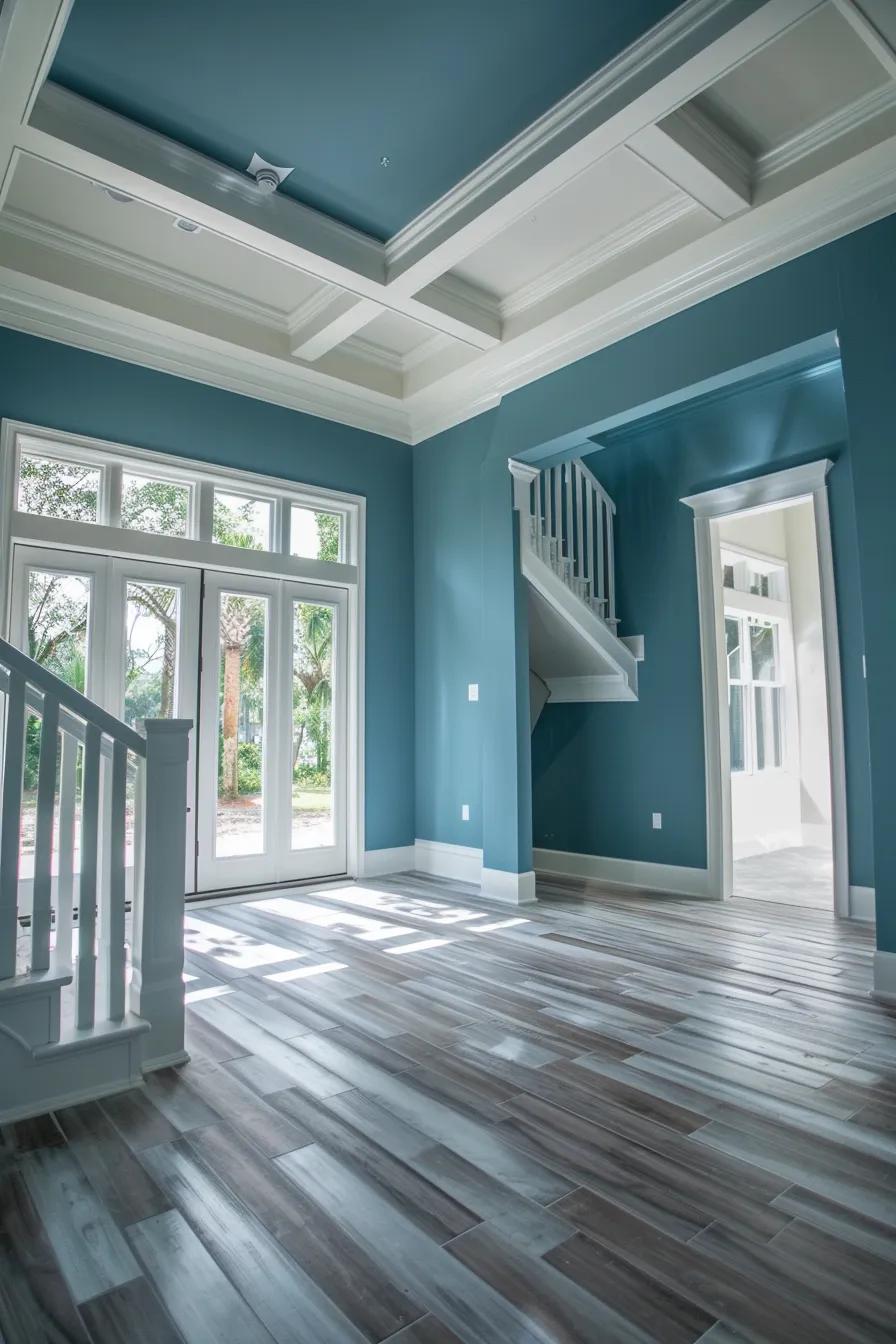 Professional paint color consultation in a Central Florida home with swatches and a consultant